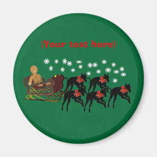 Greyhounds Sleigh Christmas Holiday Magnet