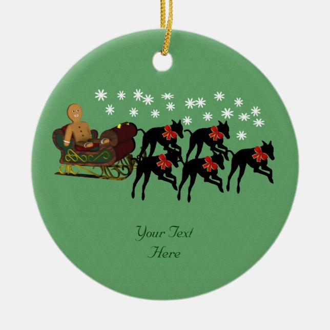 Greyhounds Sleigh mignon Ornement de vacances (Devant)