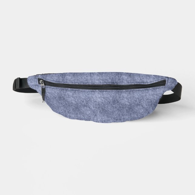 Greyish Blue Denim Pattern Fanny Pack (Front)