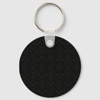 Greyish Damask pattern on dark background Keychain