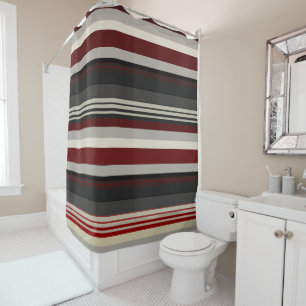 Greys and reds stripes throw pillow