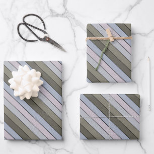 Greys Greens And Black Stripes On Watercolor Paper