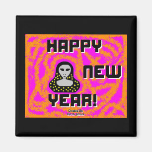 Greys New Year Wishes 2 Inch Square Magnet