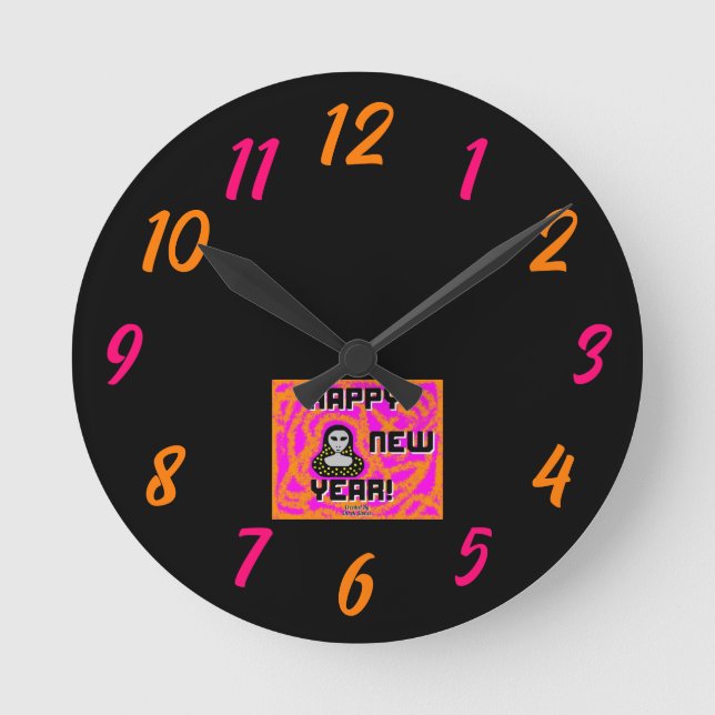 Greys New Year Wishes Acrylic Wall Clock (Front)