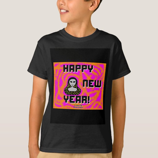 Greys New Year Wishes Boys Black Basic T Shirt (Front)
