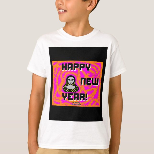 Greys New Year Wishes Boys White Basic T Shirt (Front)