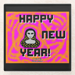 Greys New Year Wishes Glass Coaster