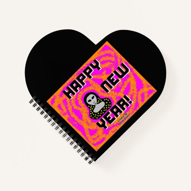 Greys New Year Wishes Heart Shaped Notebook  (Front)