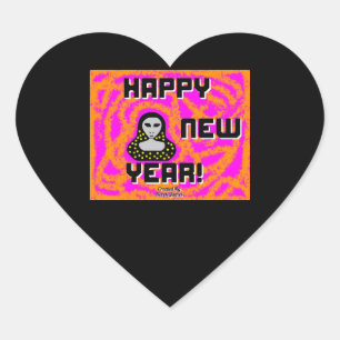 Greys New Year Wishes Heart Sticker