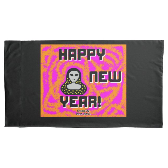 Greys New Year Wishes King Size Pillowcase (Front)
