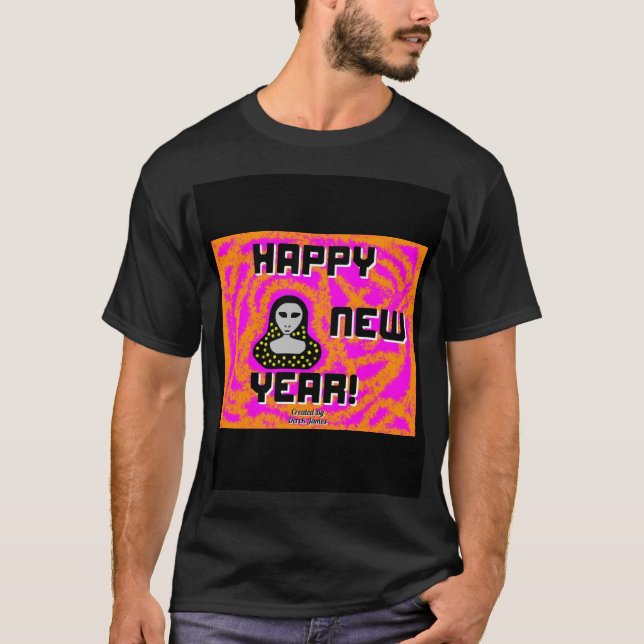 Greys New Year Wishes Men's Black Basic T Shirt (Front)