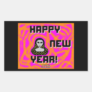 Greys New Year Wishes Rectangle Sticker