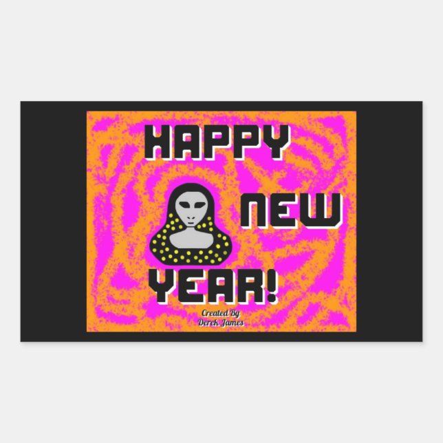 Greys New Year Wishes Rectangle Sticker (Front)