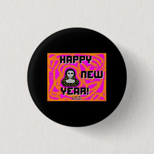 Greys New Year Wishes Round Button
