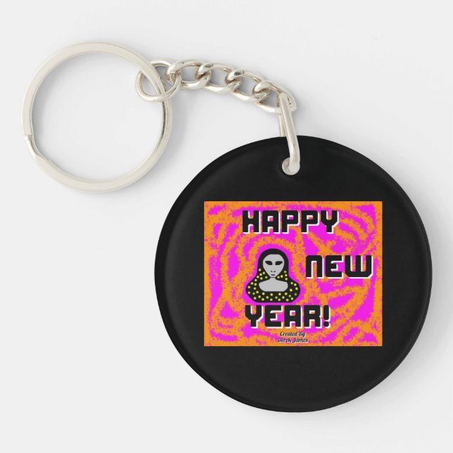 Greys New Year Wishes Round Keychain (Front)