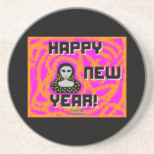Greys New Year Wishes Sandstone Coaster