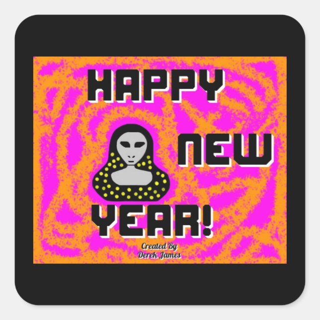 Greys New Year Wishes Square Sticker (Front)