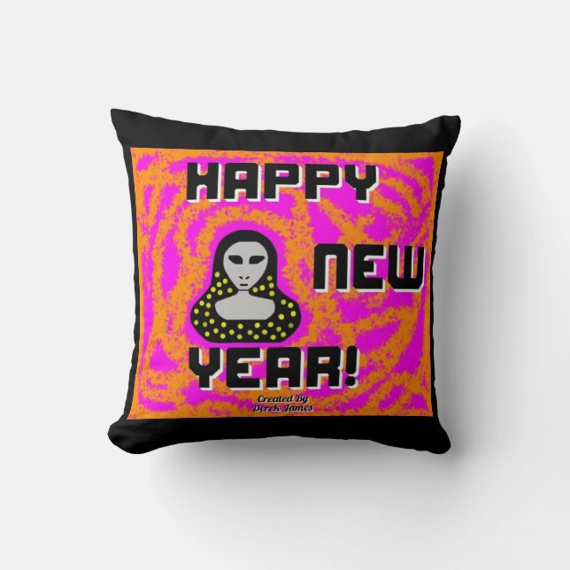 Greys New Year Wishes Square Throw Pillow (Front)