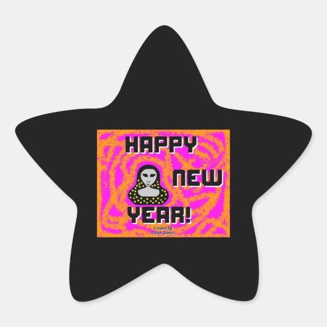 Greys New Year Wishes Star Sticker (Front)