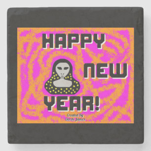 Greys New Year Wishes Stone Coaster