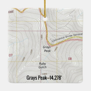 Greys Peak Fourteener Topo Ceramic Ornament