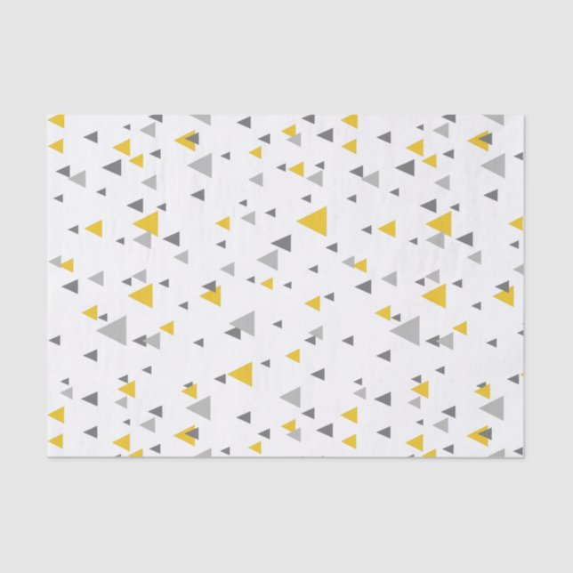 Greys & Yellow Random Triangles Modern Pattern Tissue Paper (Front)