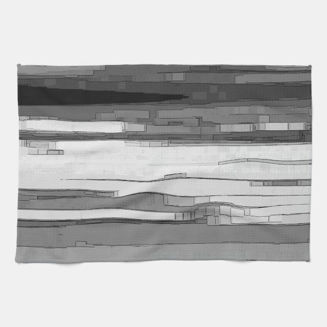 Greyscale Abstract B&W Art  Kitchen Towel (Horizontal)