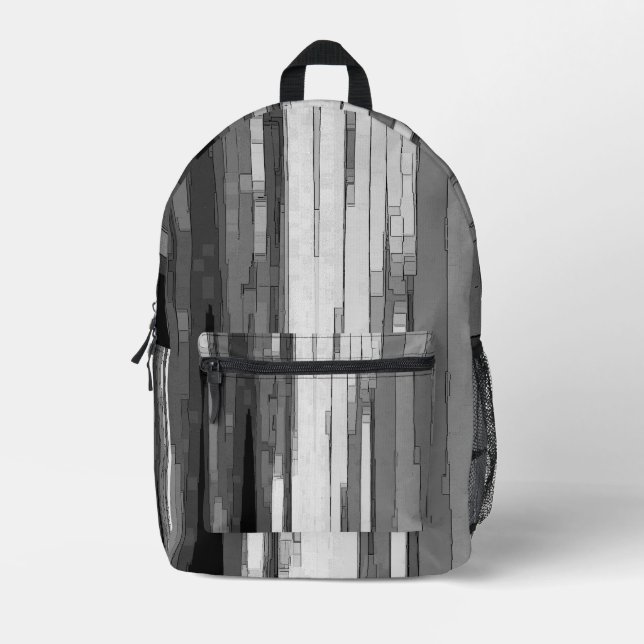 Greyscale Abstract B&W Art  Printed Backpack (Front)