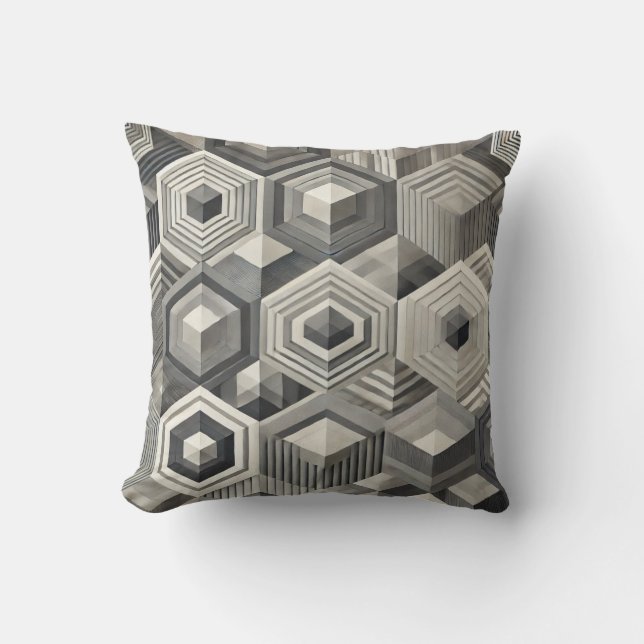 Greyscale Geometrics (max) Throw Pillow (Front)