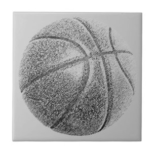 Greyscale Pencil Effect Basketball Tile