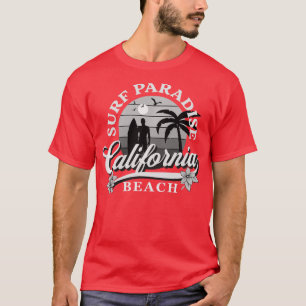 Greyscale Surfing Design Surf Paradise at Californ T-Shirt