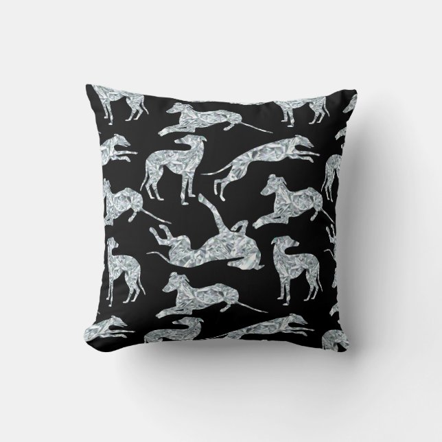 Greyt Diamond Greyhounds Throw Pillow (Front)