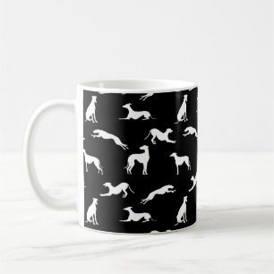 Greyt Greyhound Silhouettes - White on Black Coffee Mug