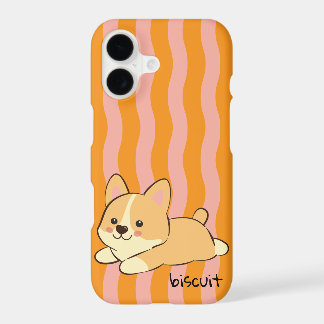 Gribouillis de Corgi à rayures ondulées orange ros