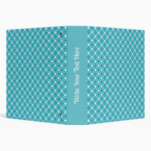 Grid and Stars Gingham pattern Blue White Binder