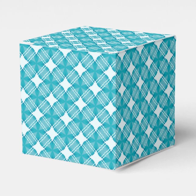 Grid and Stars Gingham Pattern Favor Box (Front Side)