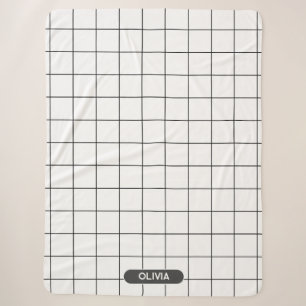 Grid Black and White Sherpa Blanket