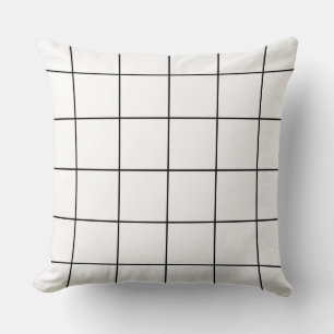 Grid Black and White Throw Pillow