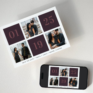 Grid Collage Multi Photo Wedding Save The Date