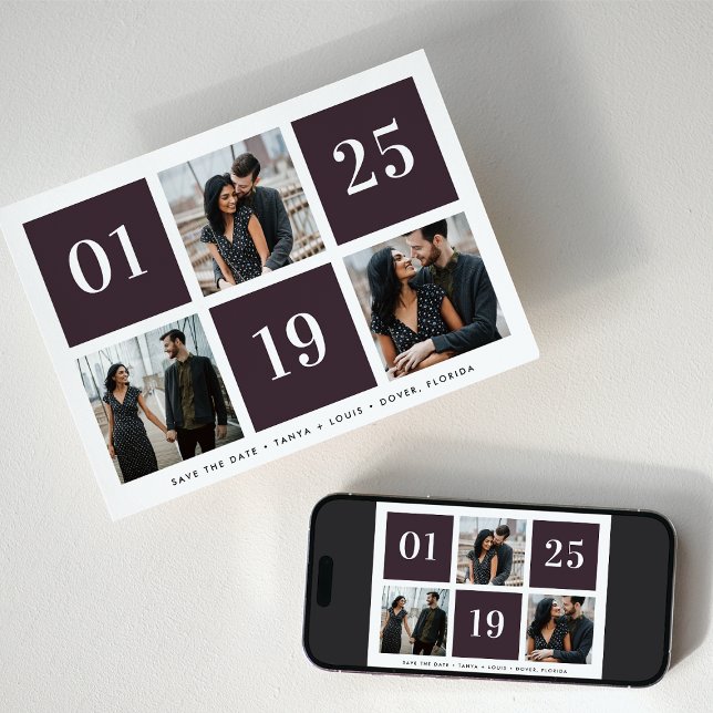 Grid Collage Multi Photo Wedding Save The Date (Creator Uploaded)