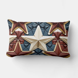 Grid de estrelas inspiradas nos EUA Lumbar Pillow