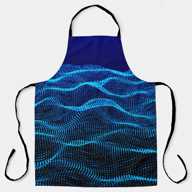 Grid dots Abstract landscape background. Cyberspac Apron (Front)