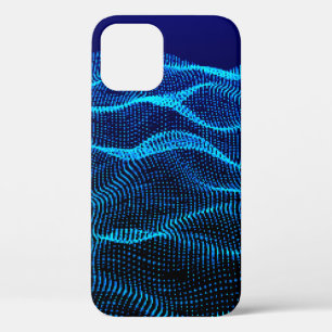 Grid dots Abstract landscape background. Cyberspac iPhone 12 Case