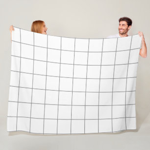 Grid Grey Fleece Blanket