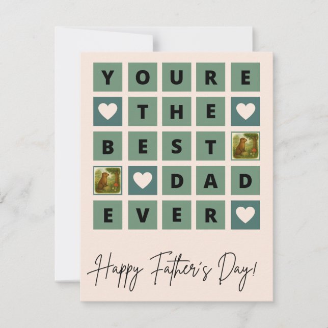 Grid Heart Personal Father's Day Card (Front)