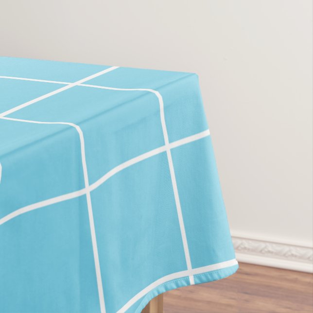 Grid Light Blue and White Tablecloth (In Situ)