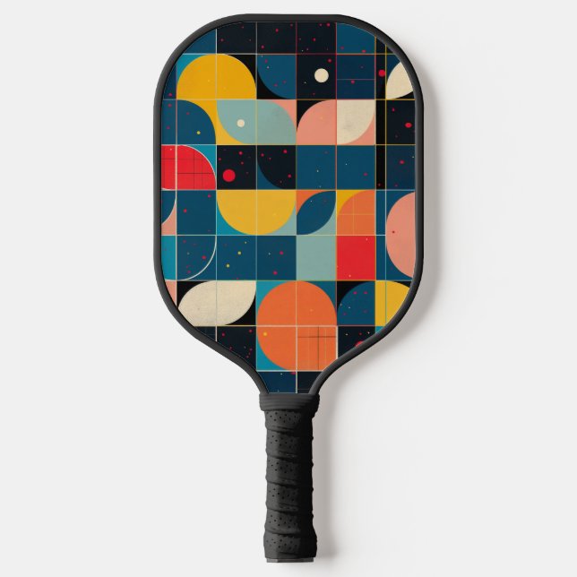 Grid of colourful circle shape variations pickleball paddle (Front)