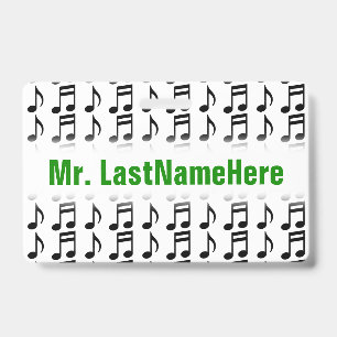 Grid of Musical Notes + Custom Teacher Name Badge