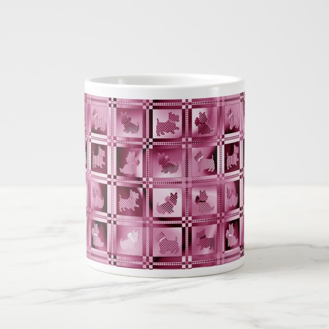Grid of Patterned Scottie Puppies  Large Coffee Mug (Front)