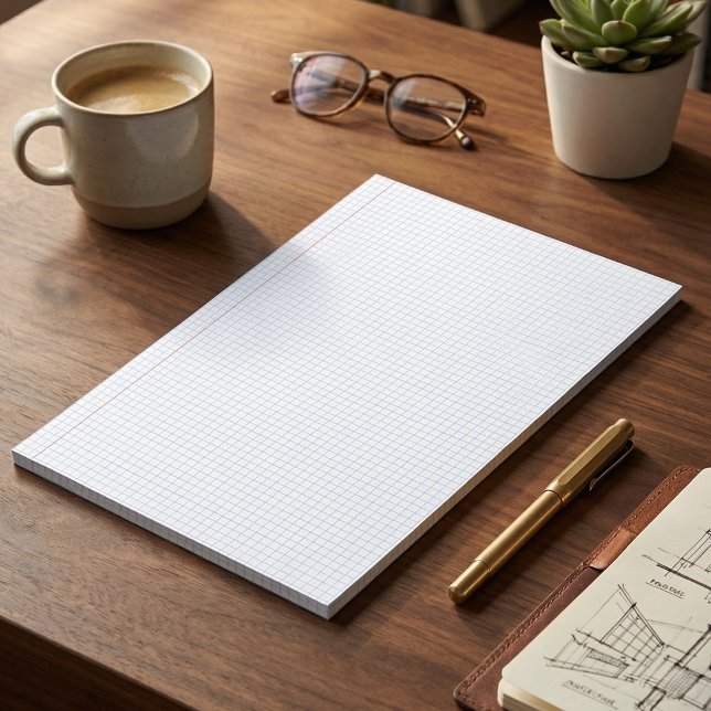 Grid Paper Background Mathematics Graph Sheet  Notepad (Blue Squared Grid Paper Background Mathematics Graph Sheet Stationery Design)